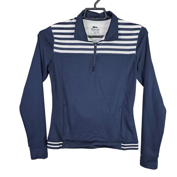 Slazenger Tops - Womens Slazenger Navy & White Striped 1/2 Zip Golf Pullover Top Long Sleeve XS